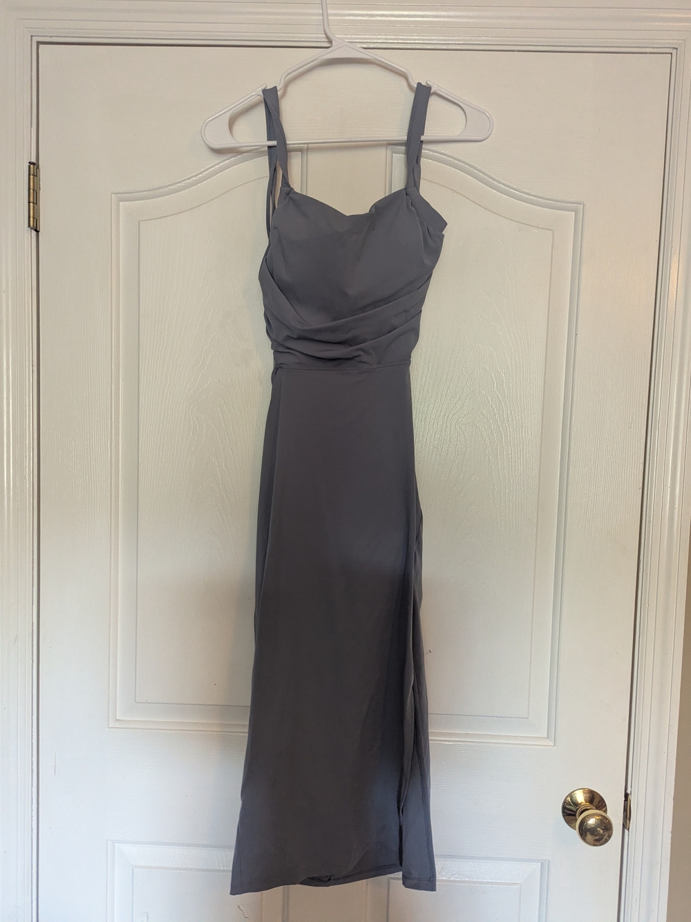 HALARA Slate Gray Maxi Dress with Sweetheart Neckline